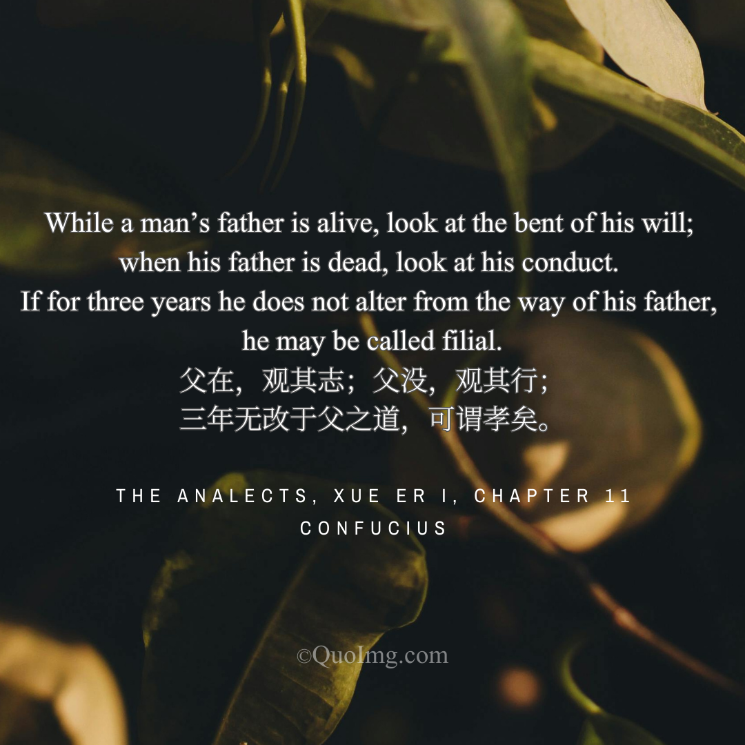 Confucius Quote on Filial Piety: Observing Intentions, Actions, and Steadfastness
