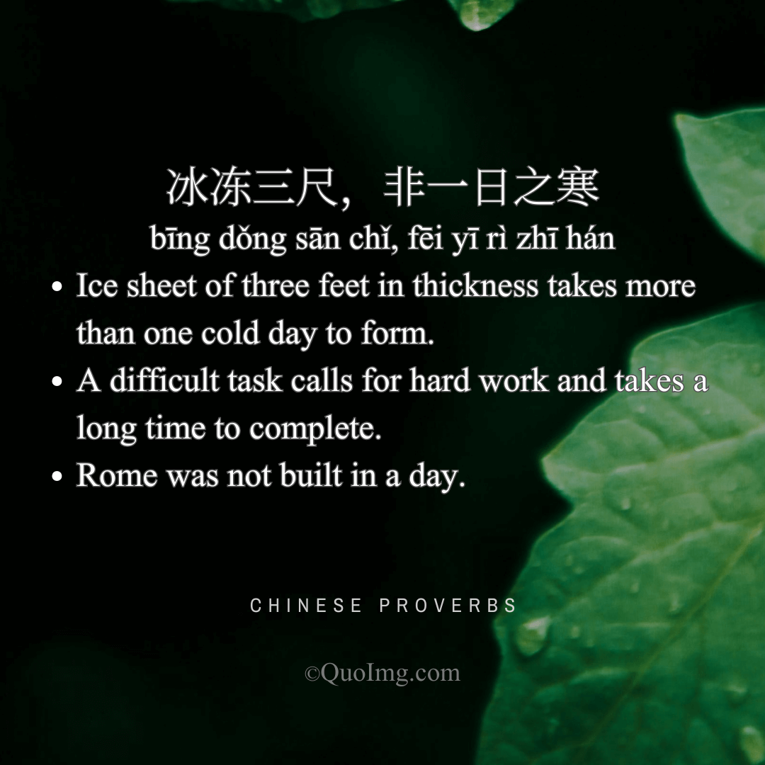 冰冻三尺，非一日之寒 - Rome wasn't built in a day - A Chinese Proverb quote image from QuoImg.