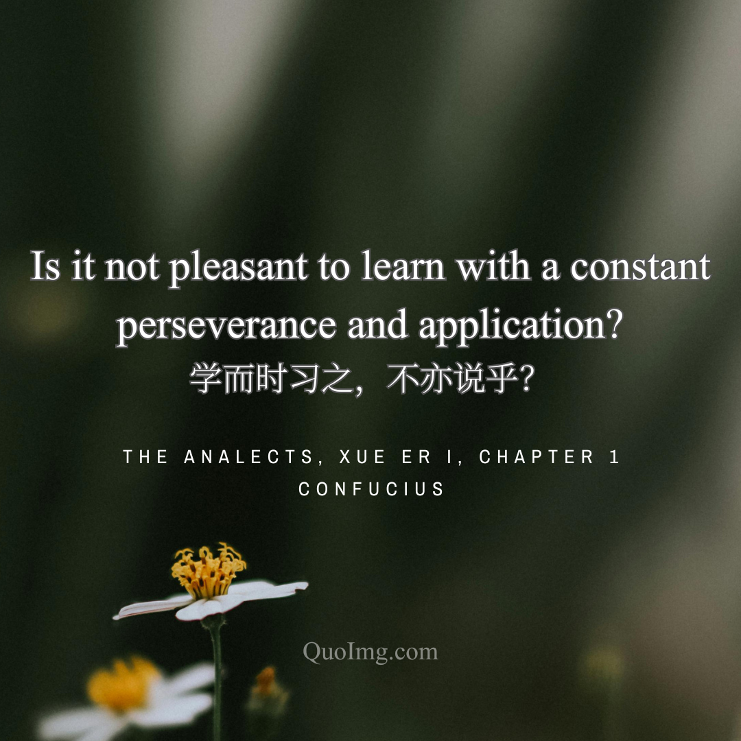 Confucius Quote: Is it not pleasant to learn with a constant perseverance and application?
