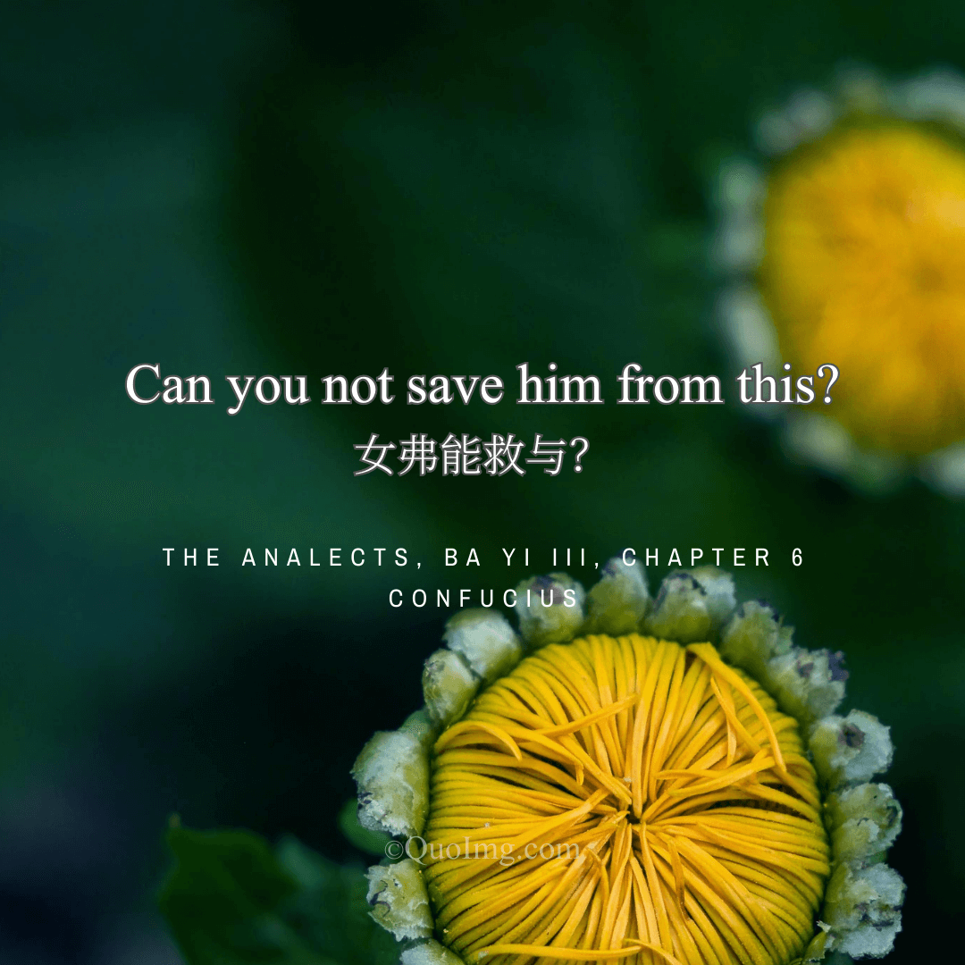 Confucius Quote on Remonstrance: Can You Not Save Him From This?