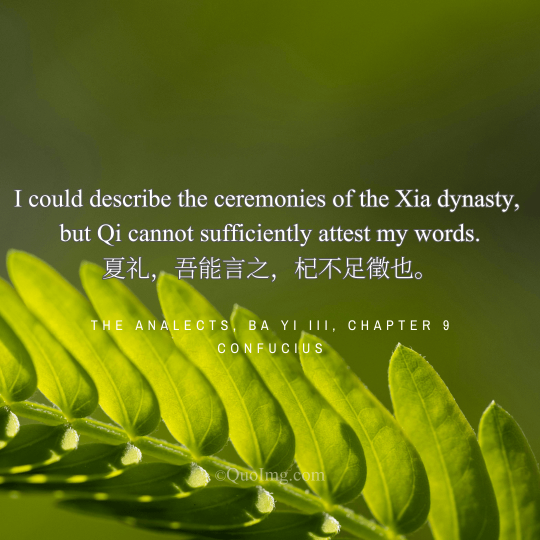 Confucius Quote on the Xia Rituals: I Could Describe Them, but Qi Cannot Attest My Words
