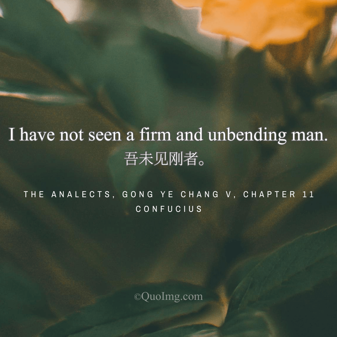 Confucius said: I have not seen a firm and unbending man.