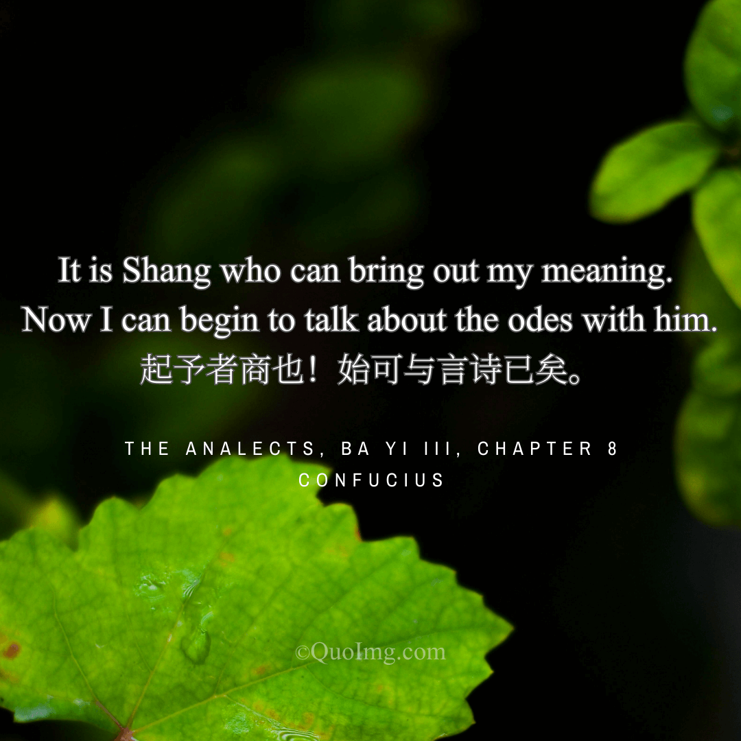 Confucius Quote on Learning: It Is Shang Who Can Bring Out My Meaning