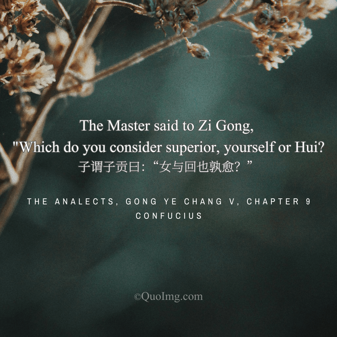 Confucius asks Zi Gong: Which do you consider superior, yourself or Hui?