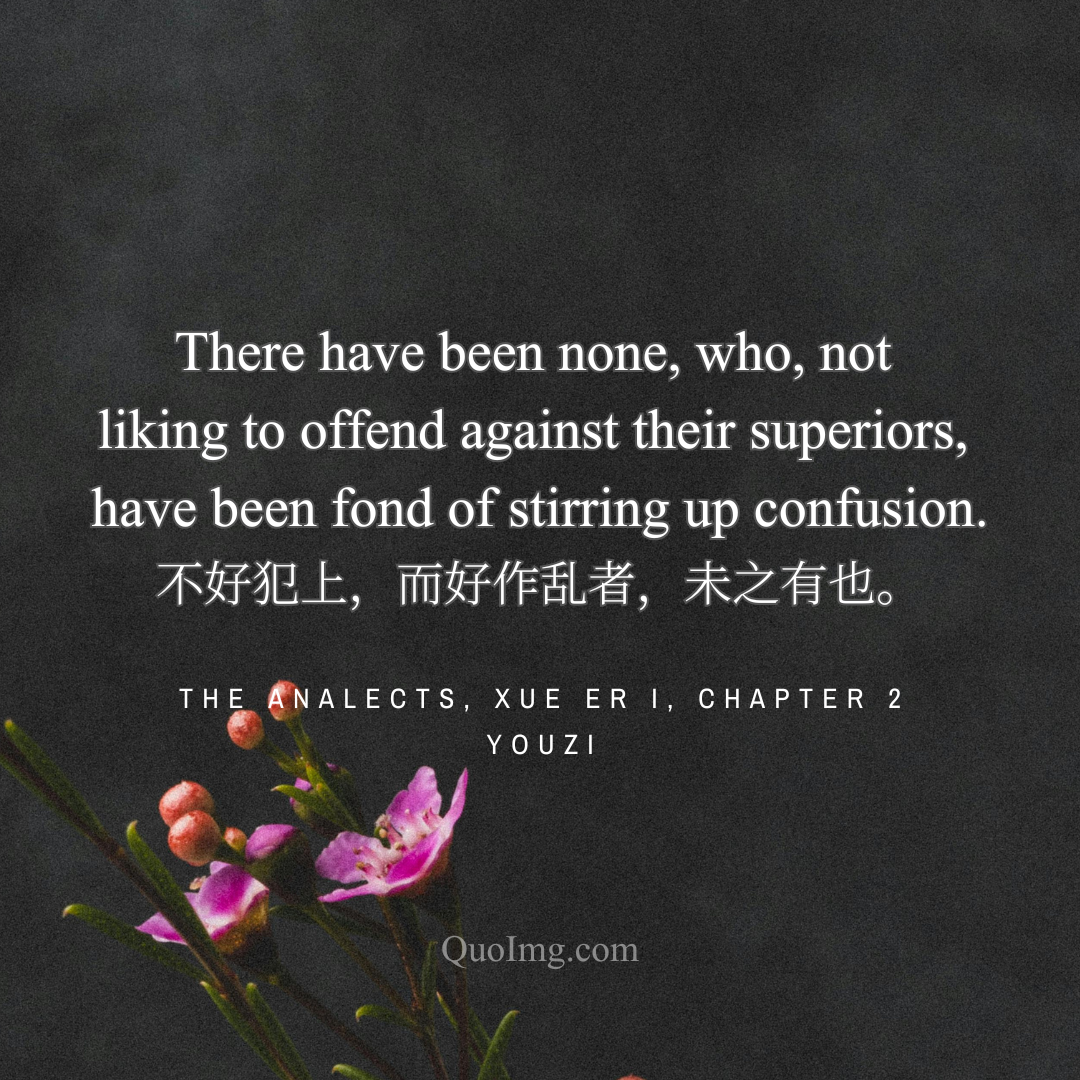 Youzi Quote on Offending Superiors, Stirring Confusion, and None