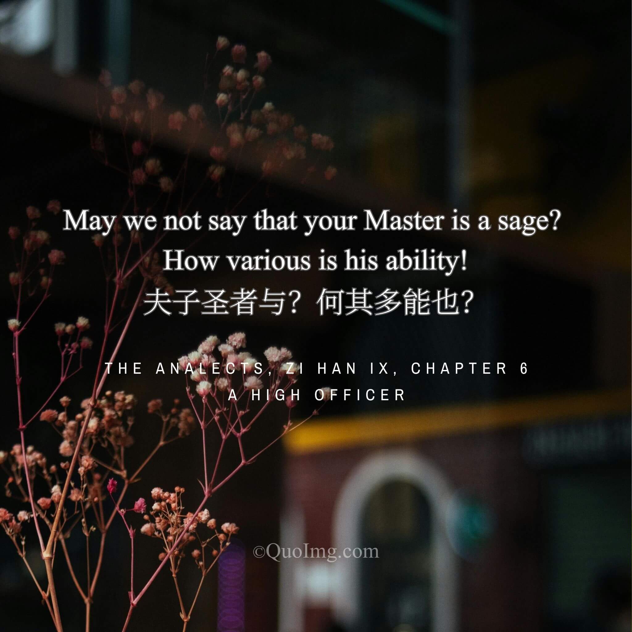 A high officer asked Zi Gong: “Is your Master not a sage? How vast are his abilities!”