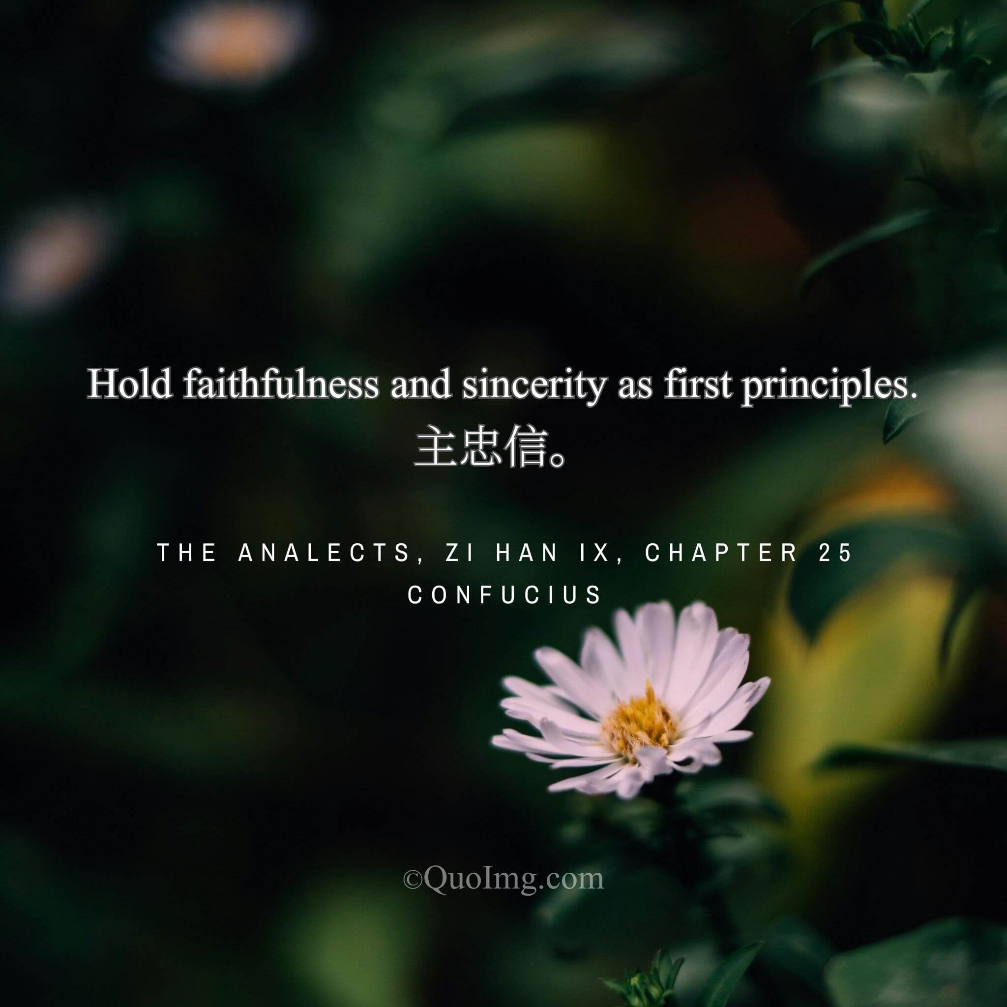 Confucius said: Make faithfulness and sincerity your first principles.