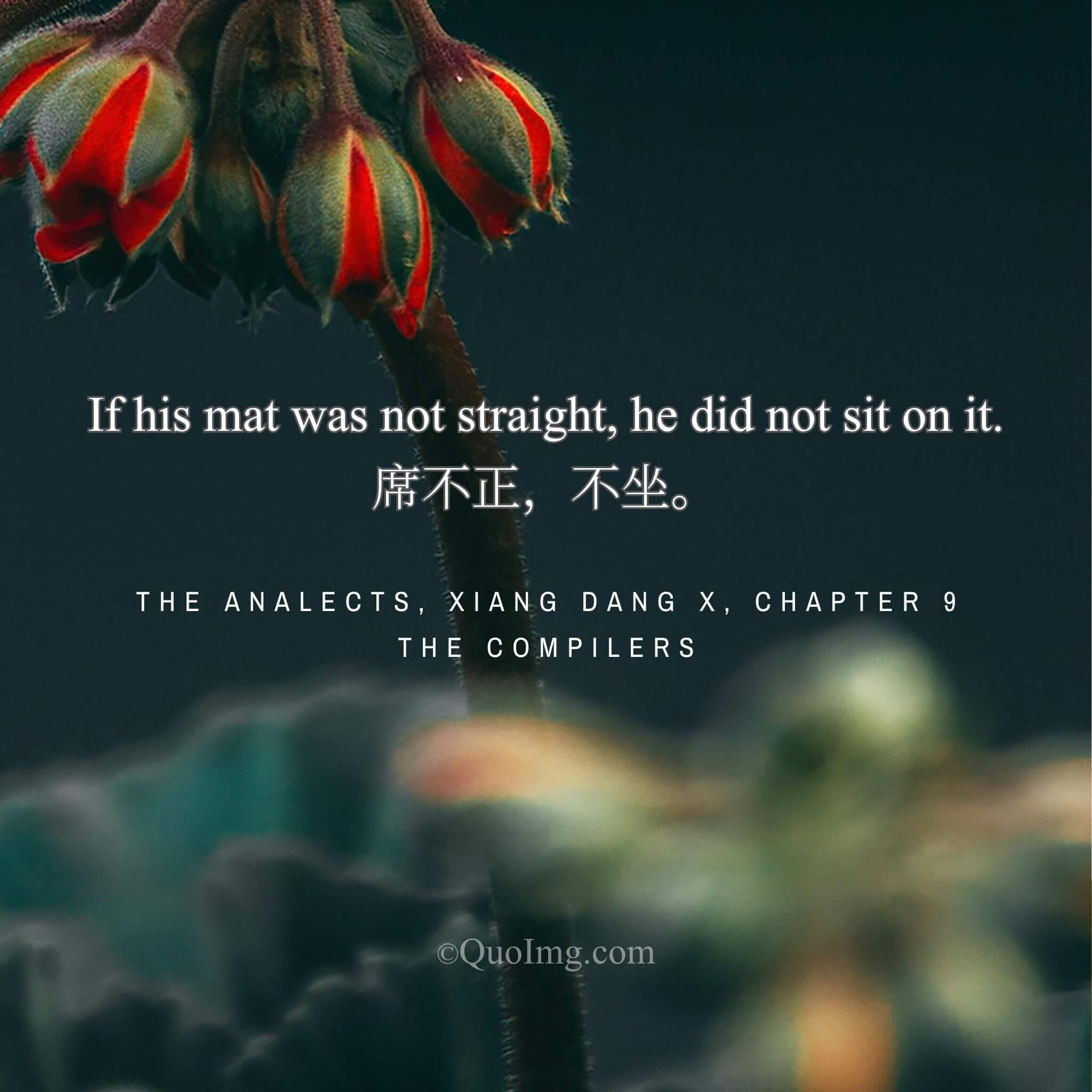 If the mat was not straight, he would not sit on it.