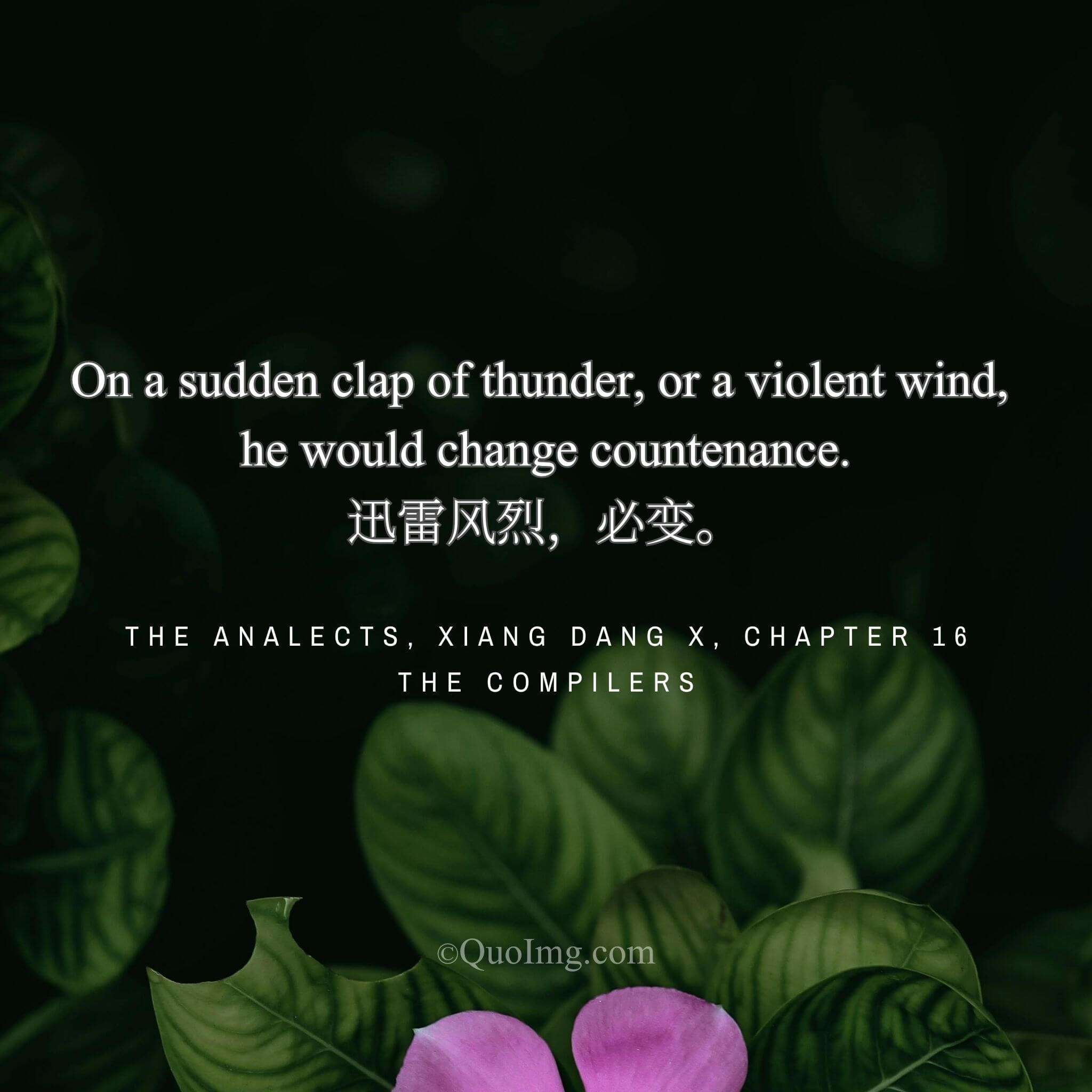 At a sudden clap of thunder or a violent wind, he would change his expression.