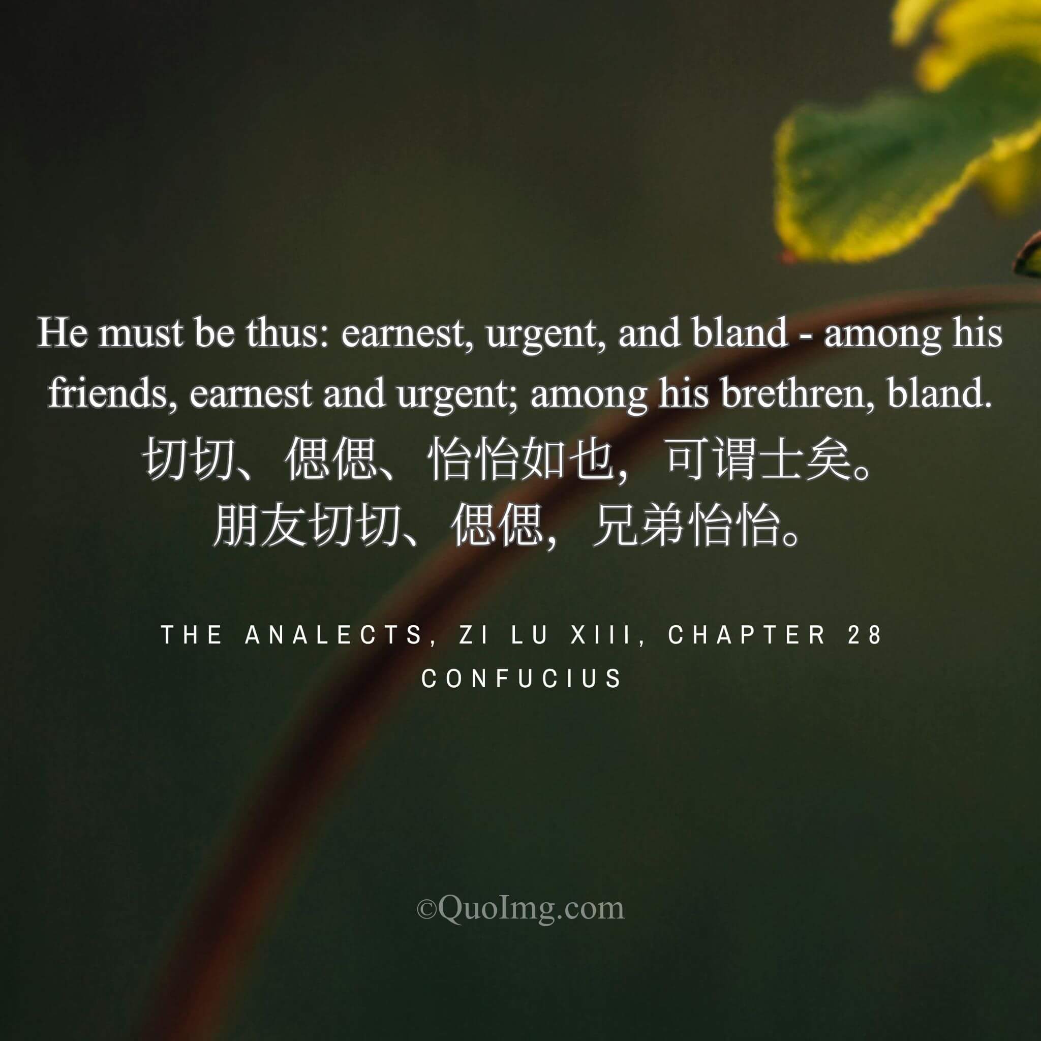 Confucius said: “A scholar is earnest and urging with friends, harmonious and gentle with brothers.”