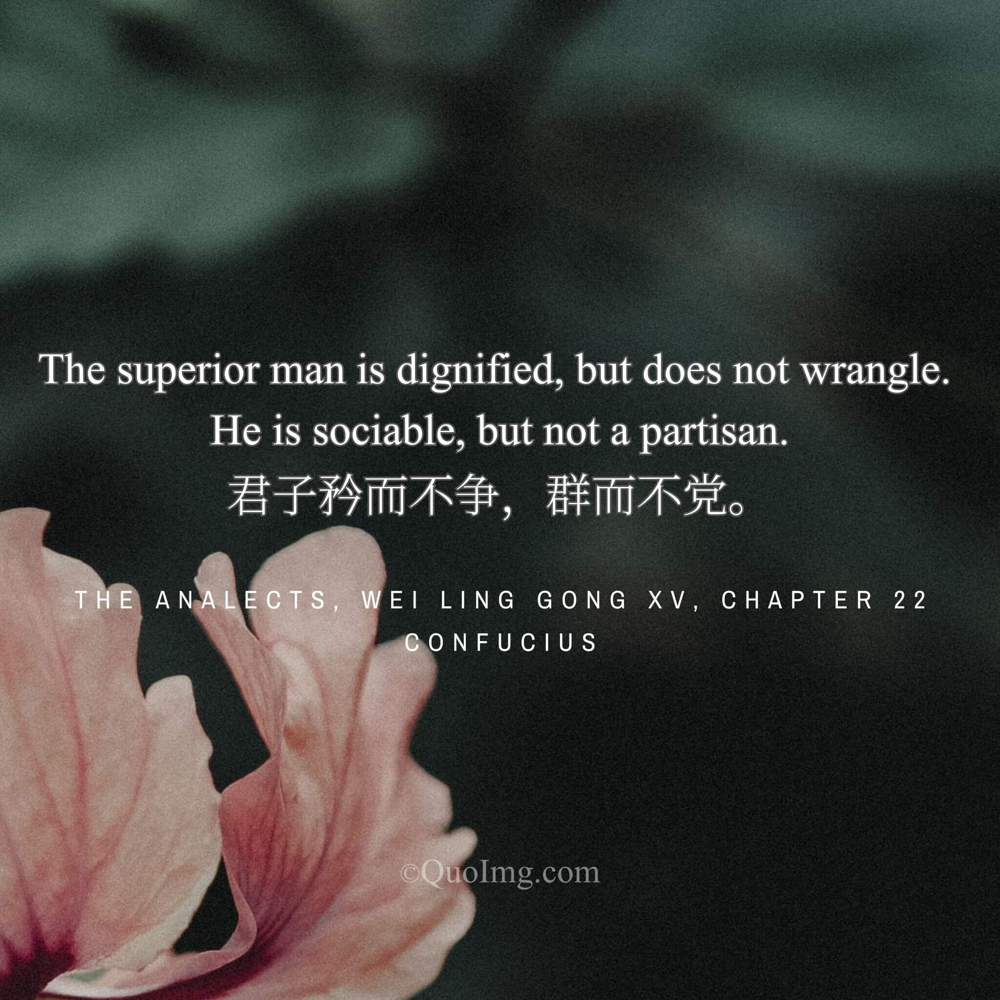 Confucius described the gentleman: “Dignified but not contentious; sociable but not partisan.”