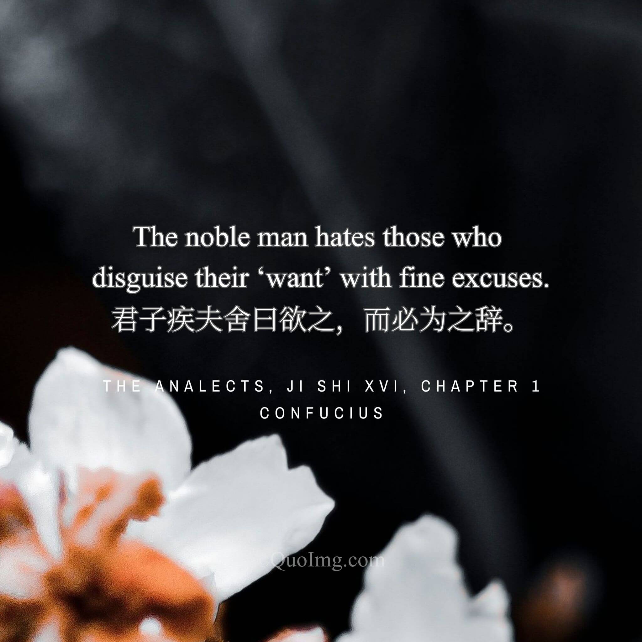 Confucius said: “The superior man hates those who won’t say ‘I want it,’ but must make excuses for it.”