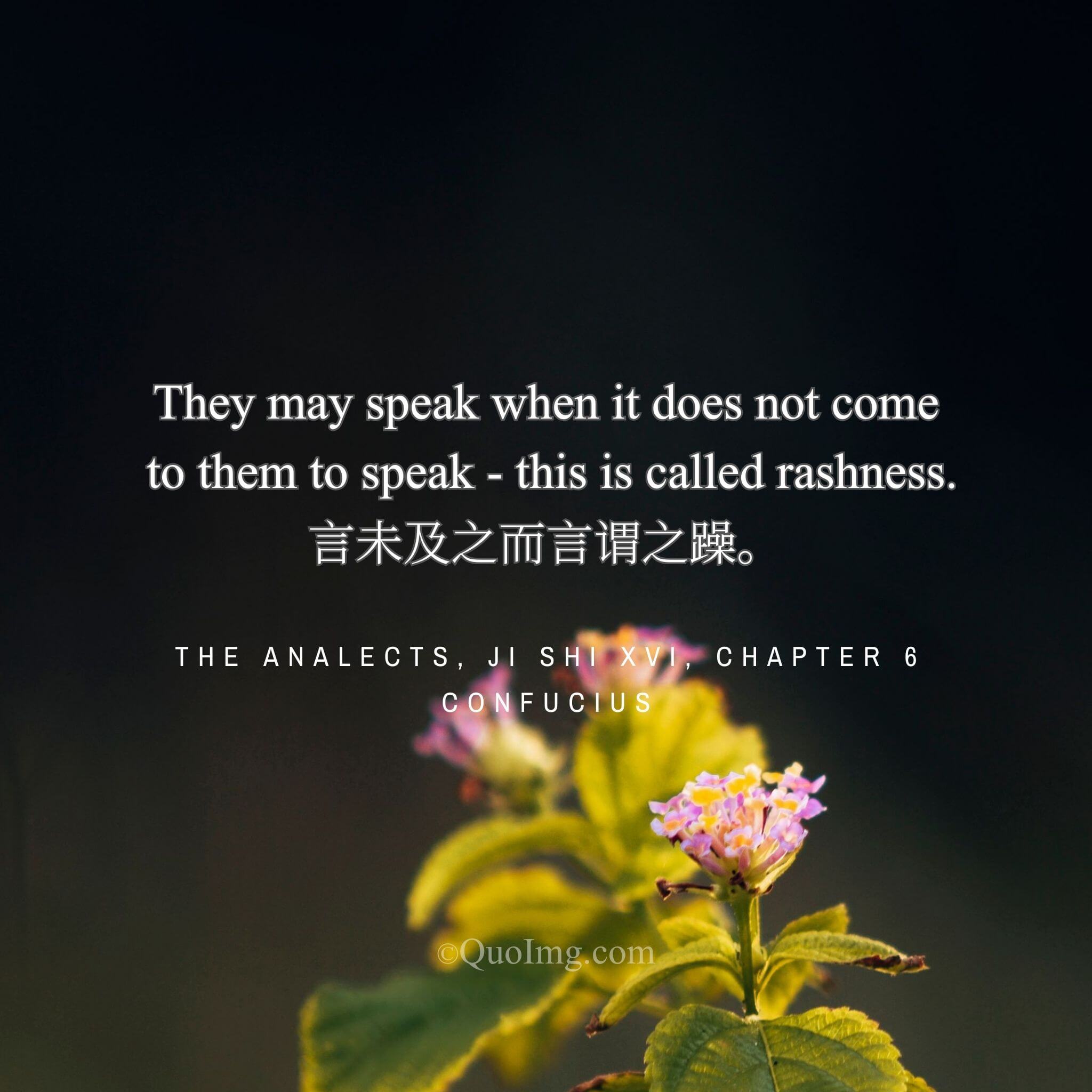 Confucius said: “To speak when it is not your turn is called rashness.”