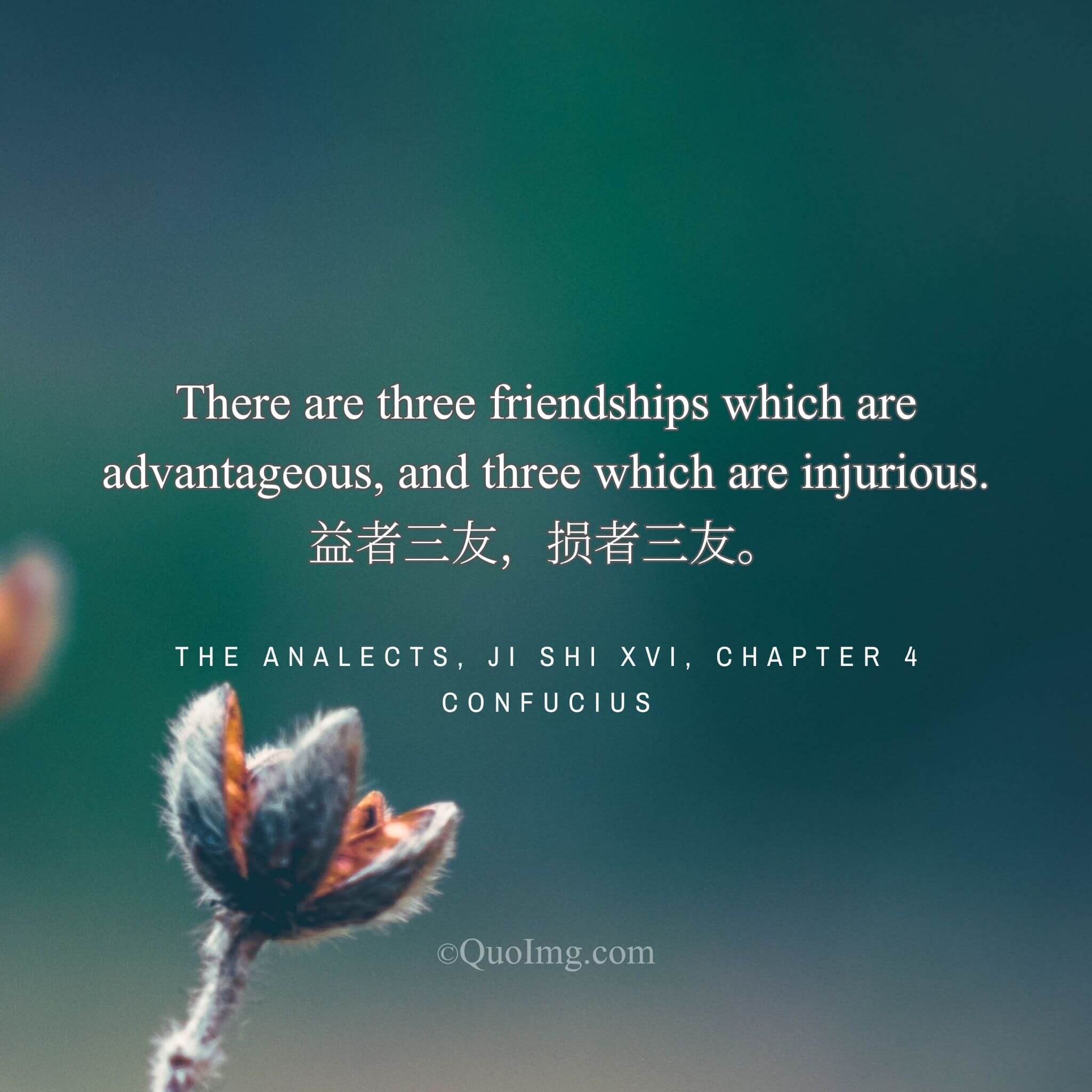 Confucius said: “There are three kinds of beneficial friends, and three kinds of harmful friends.”