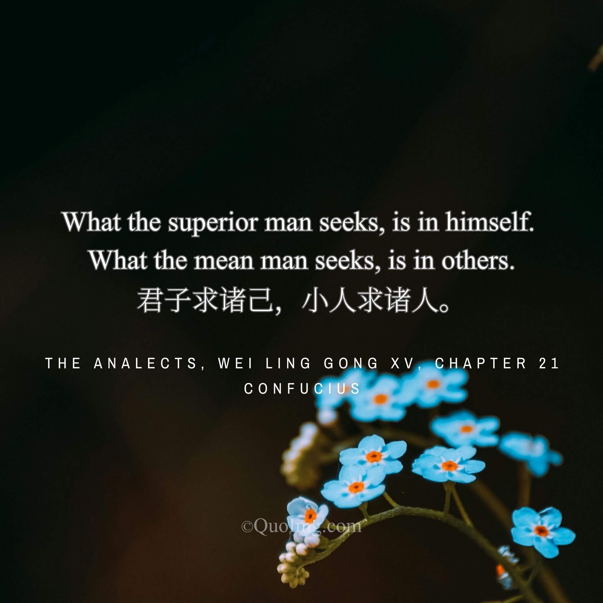 Confucius said: “The noble man seeks the cause within himself; the petty man seeks it in others.”