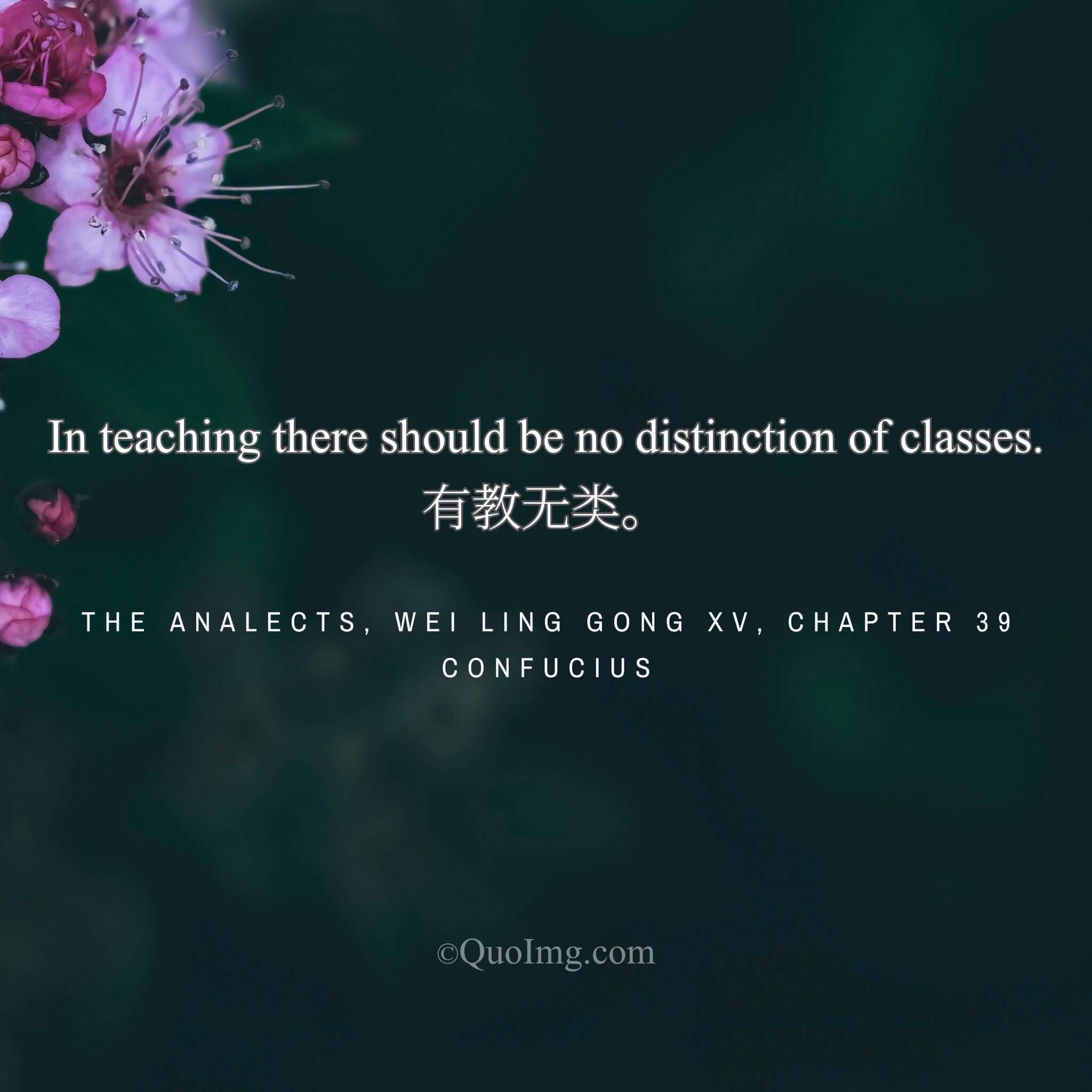 Confucius declared: “In education, there should be no distinction of class.”