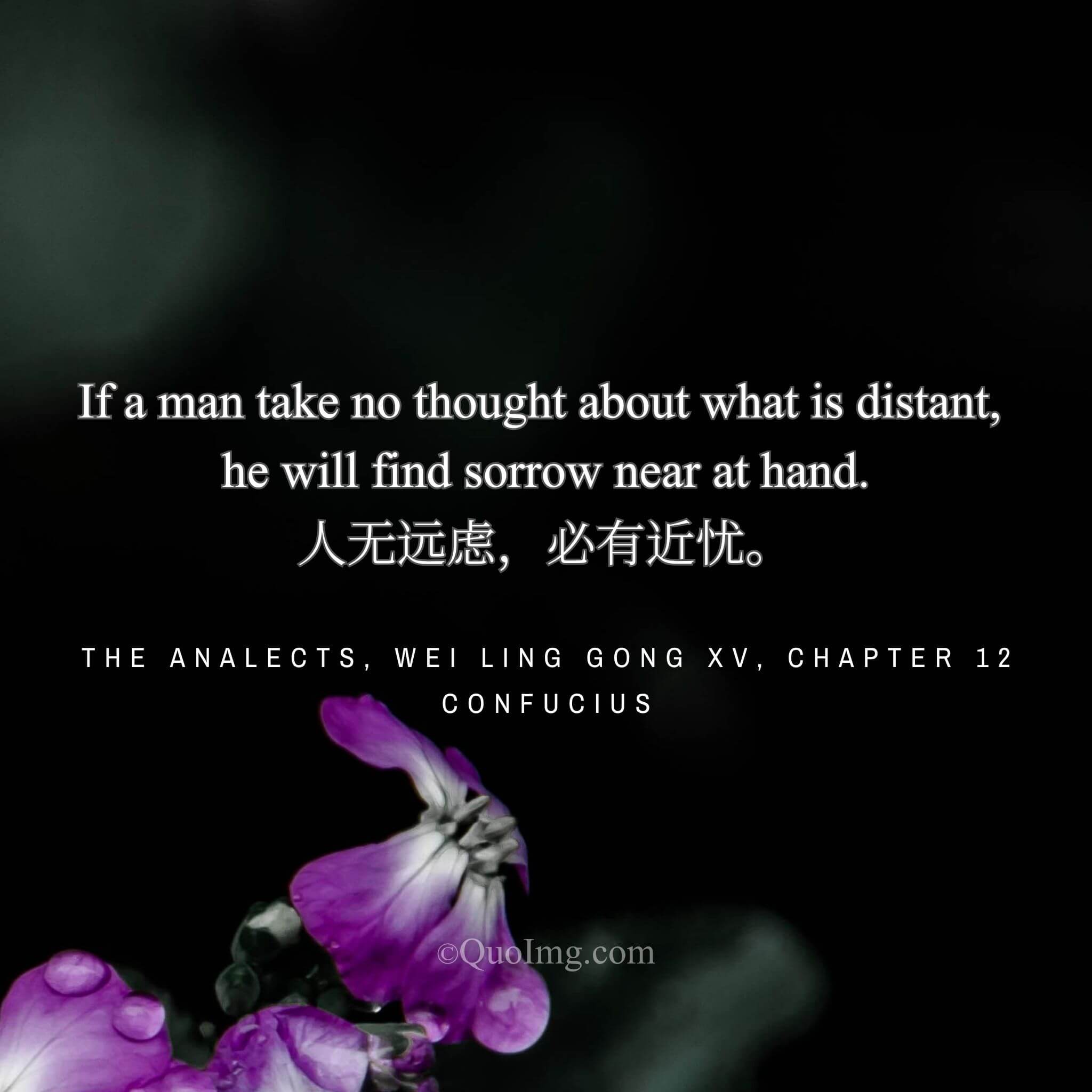 Confucius said: “If a man does not think of the future, he will soon face trouble.”