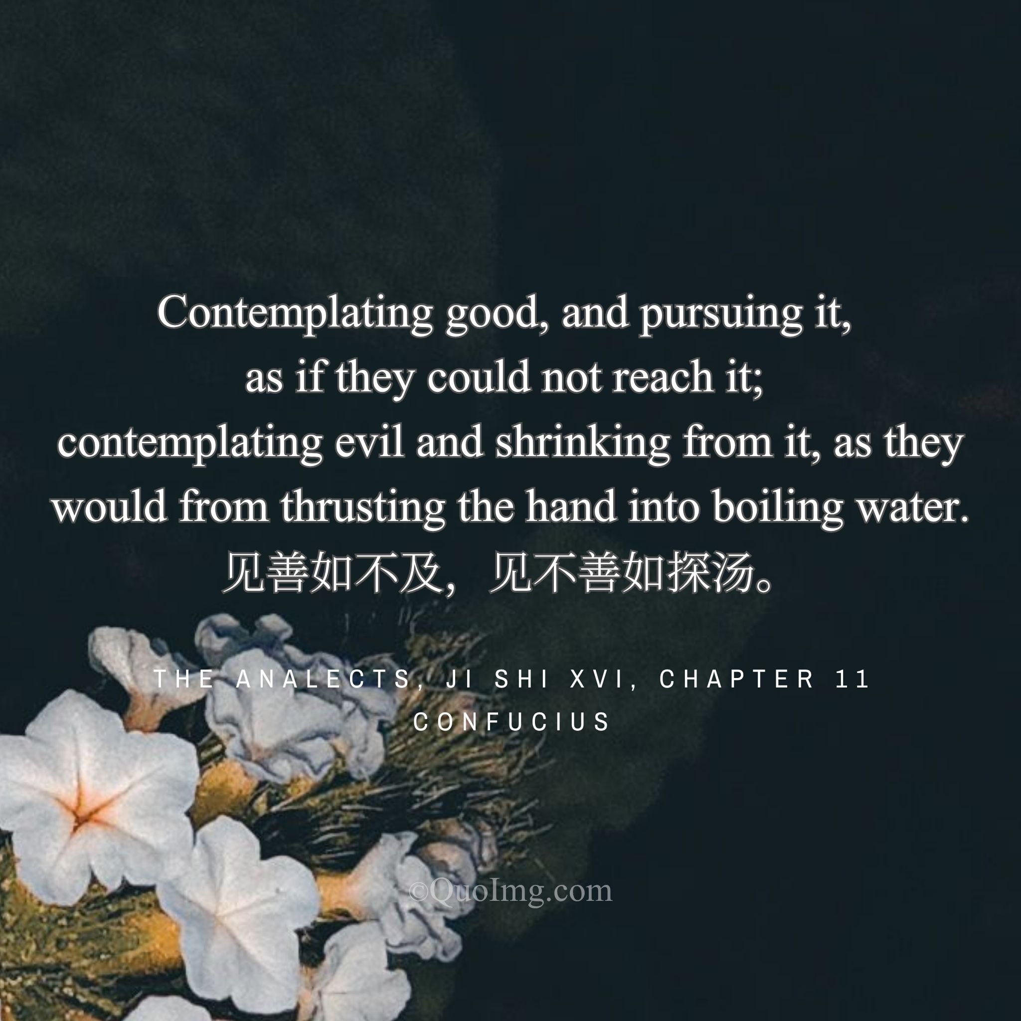 Confucius said: “Pursue the good as if you could never reach it; shrink from evil as from scalding water.”