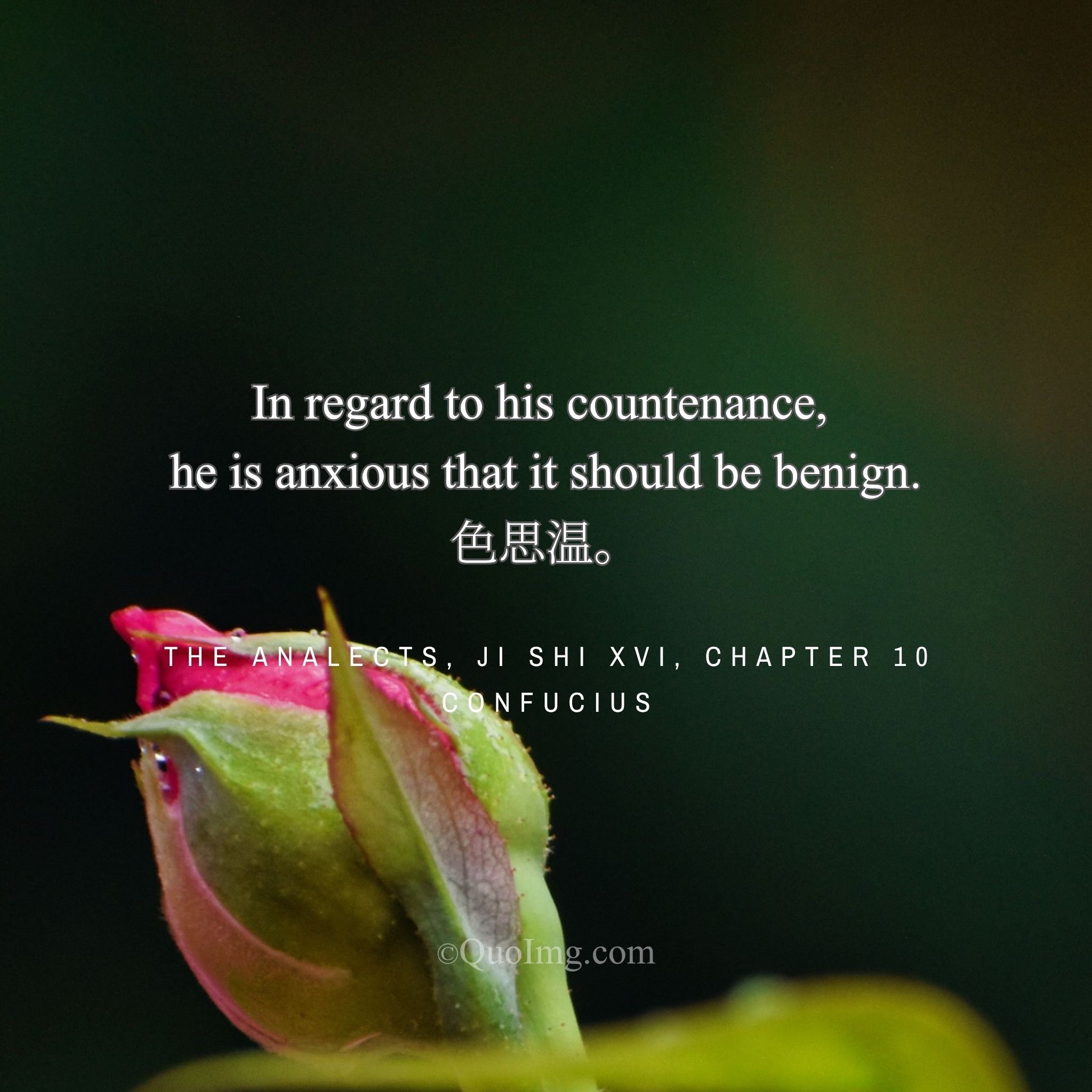Confucius said: “In regard to his countenance, he is anxious that it should be benign.”