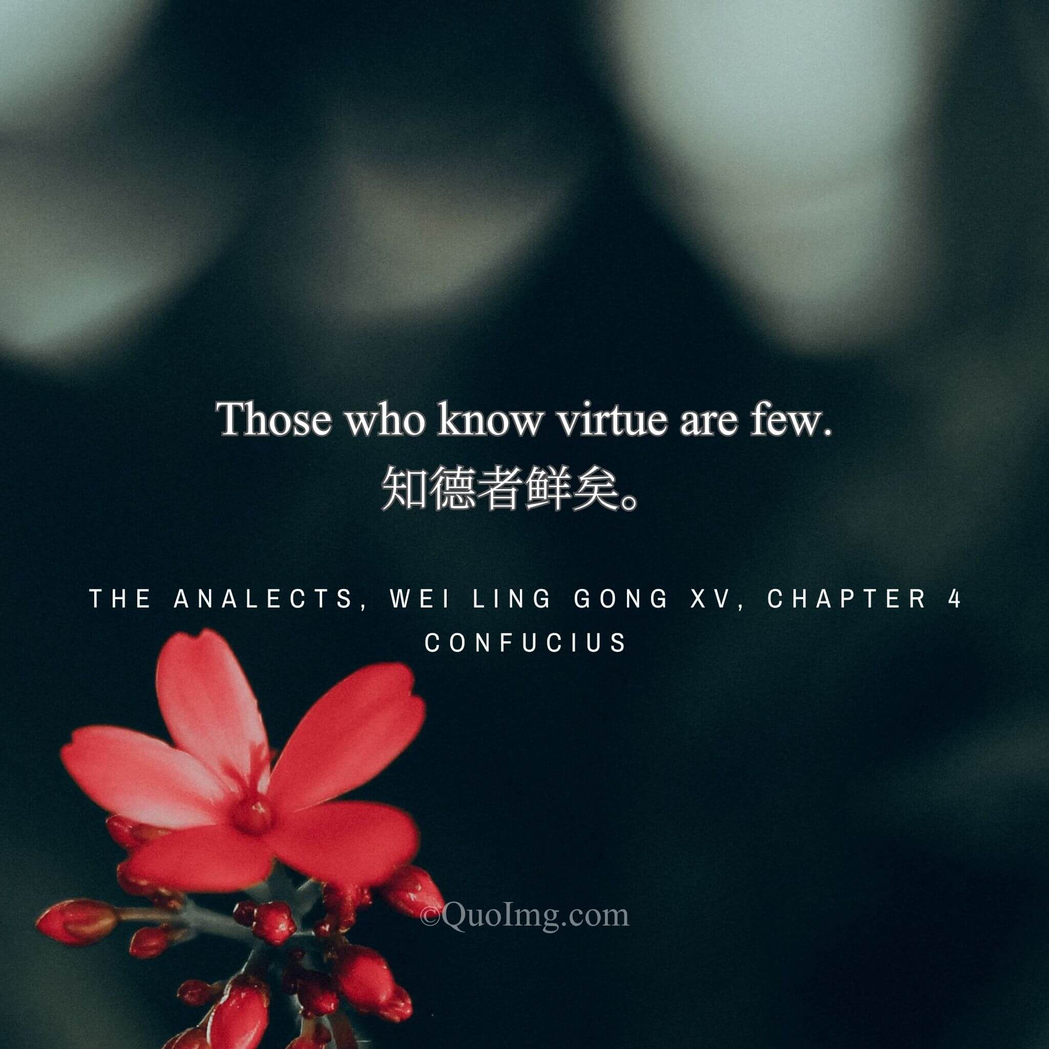 Confucius lamented: “Those who truly understand virtue are very few.”