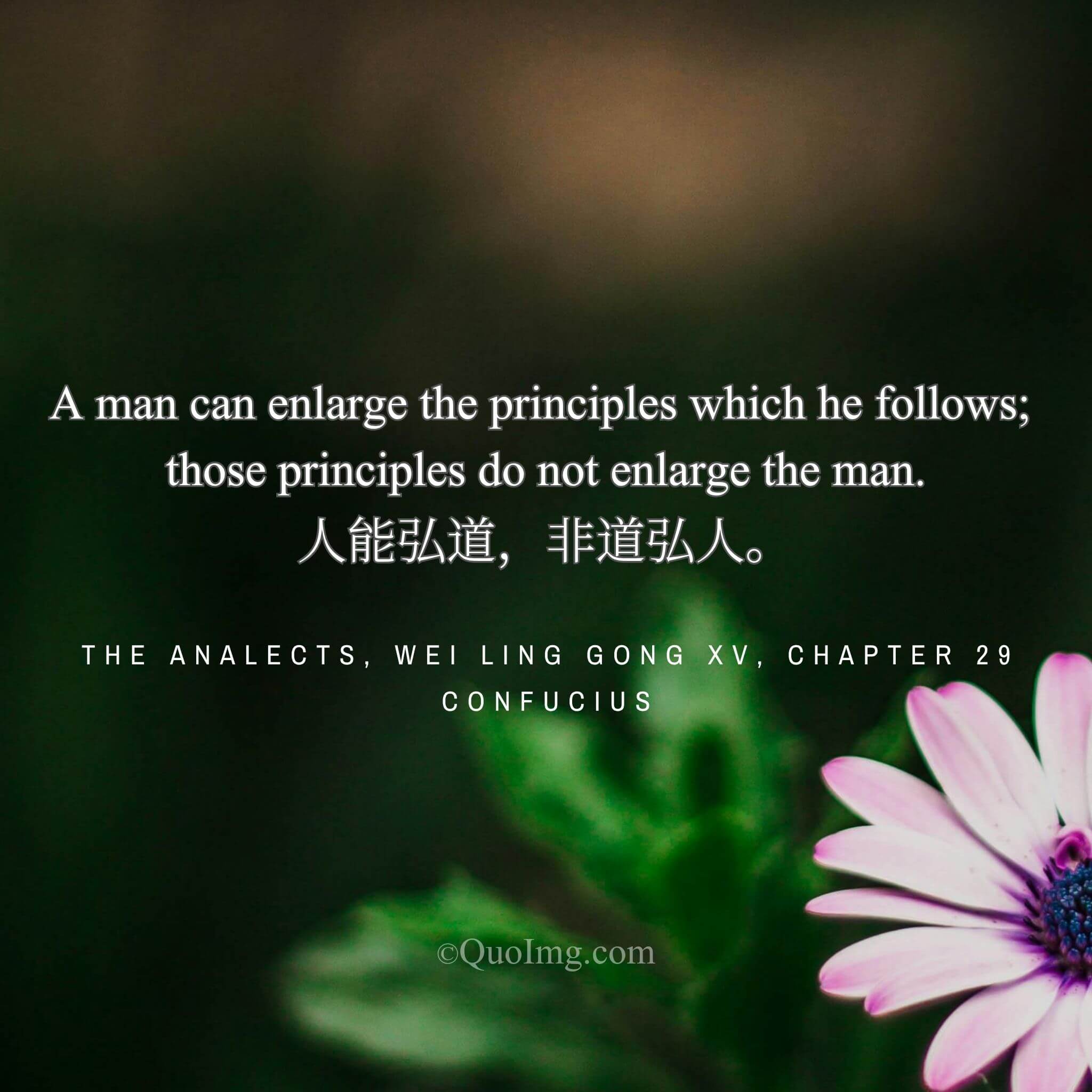 Confucius declared: “Man can broaden and exalt the Dao; the Dao cannot be used to exalt the man.”