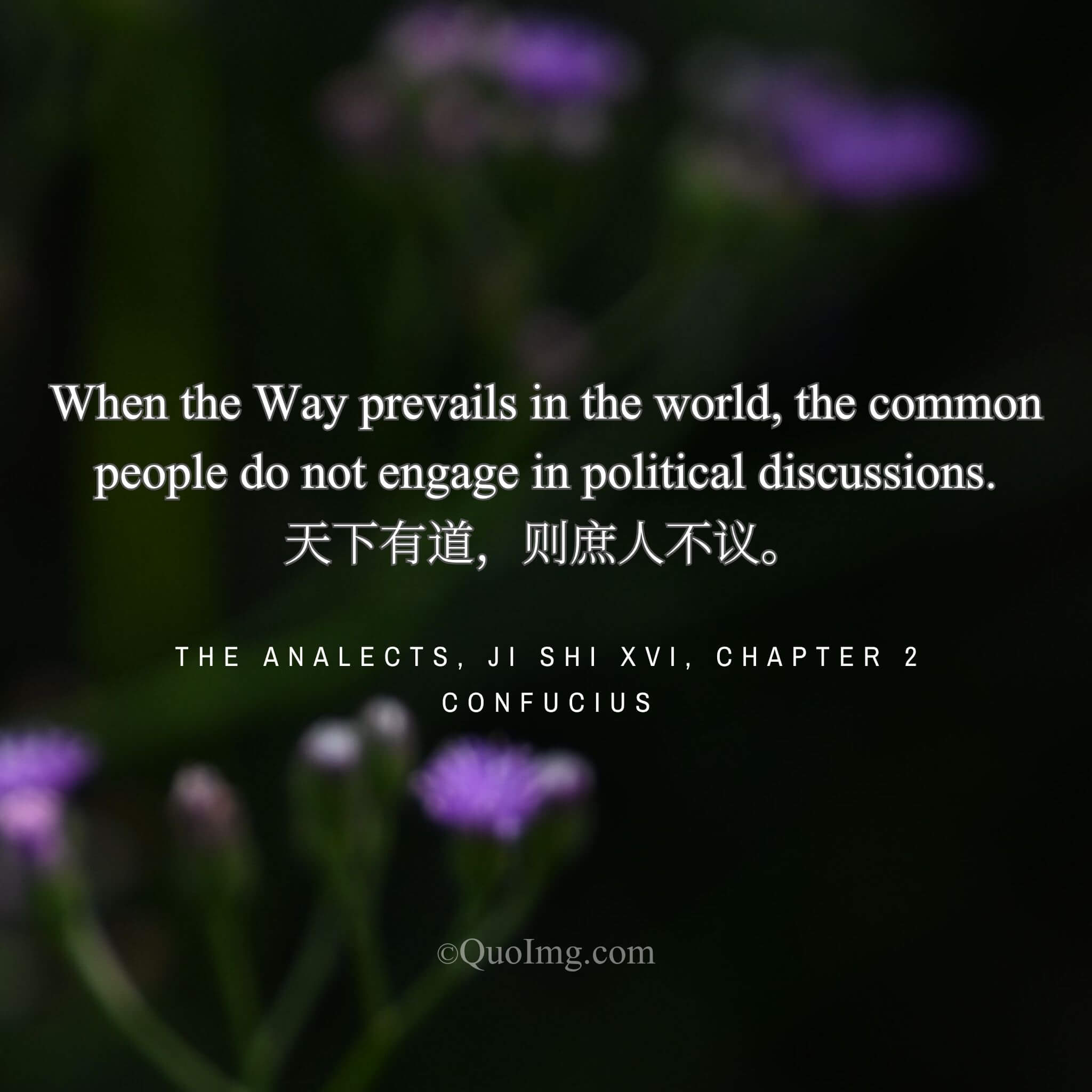 Confucius observed: “When the Way prevails in the world, the common people do not engage in political discussions.”